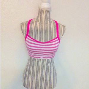 Victoria’s Secret VSX Hot Pink & White Striped Sport Bra